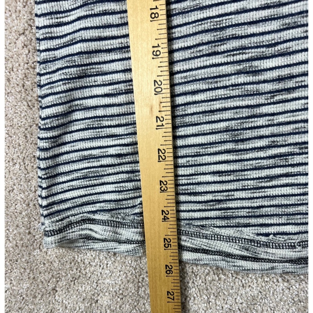 Sundance Womens Blue Striped Waffle Knit Henley Top Embroidered Detail Large - Picture 7 of 9